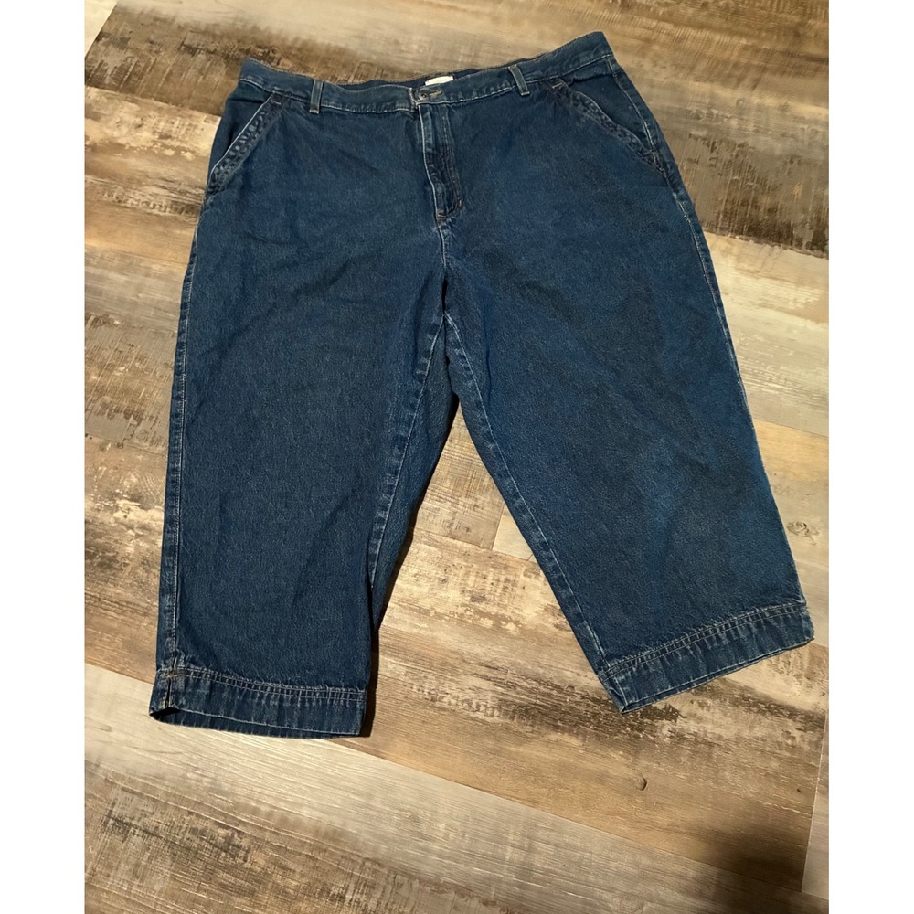 Liz Claiborne Woman Petite Cosette Denim Capris Blue 20P Cropped Wide Leg Pants